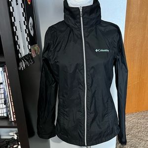 Columbia Black Water Resistant Windbreaker Jacket with Hideaway Hood